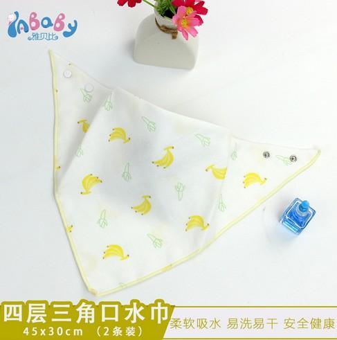 嬰兒口水巾按扣三角巾印花加厚四層 兒童三角口水巾生產廠家