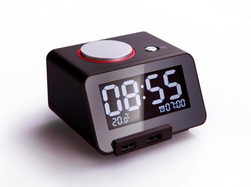 時光電棧C1美時床頭臺鐘桌面擺件鬧鐘帶USB充電口創意禮物充電器