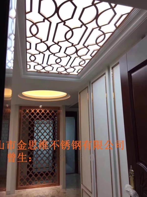 黃鈦金鏤空不銹鋼玄關(guān)，歐式鏤空不銹鋼玄關(guān)屏風(fēng)廠家